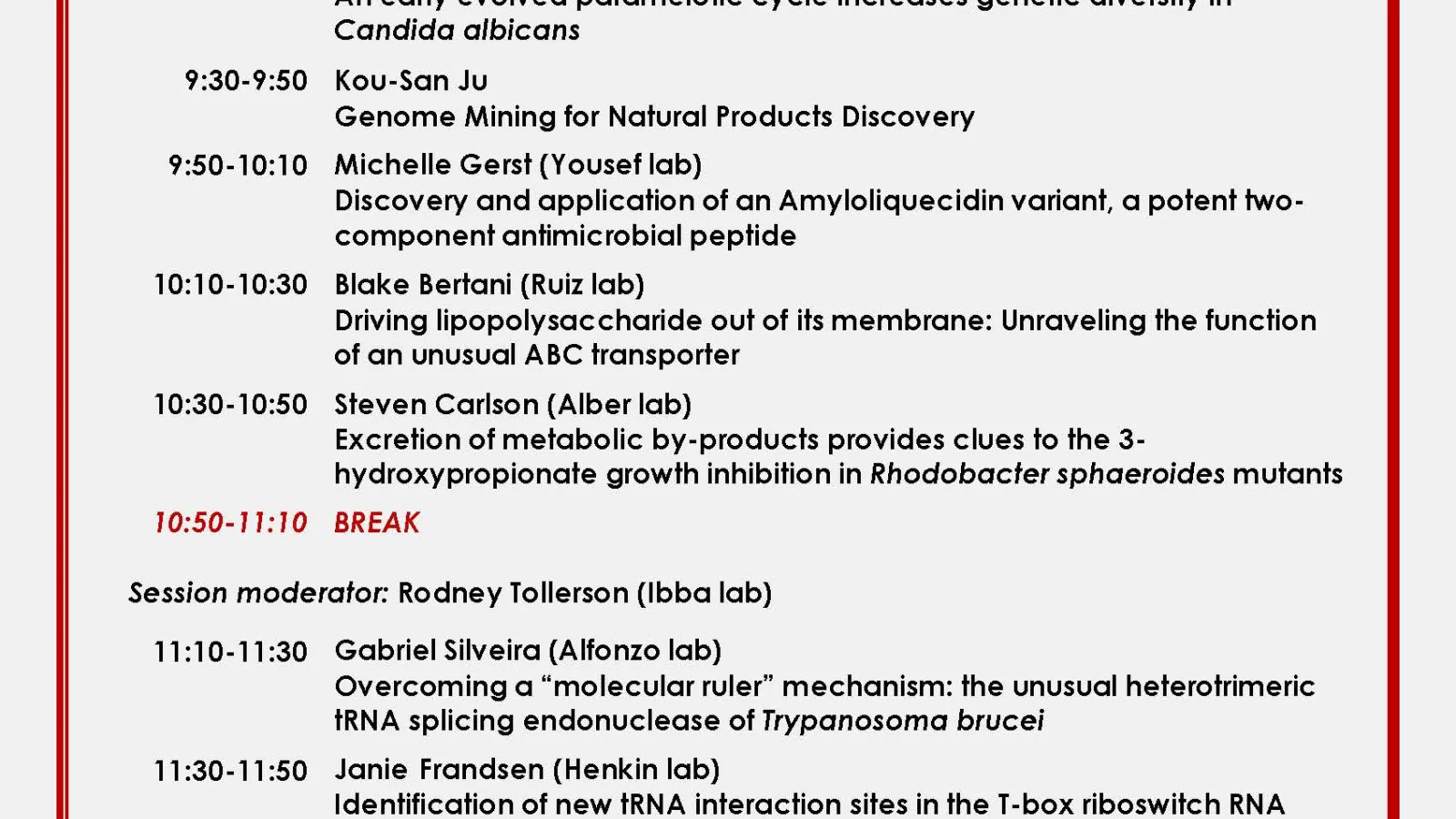 Symposium Schedule